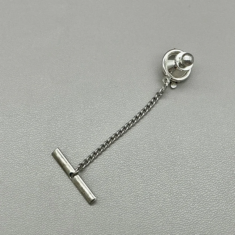 Vintage Masonic Shriner Scimitar Crescent Tie Tack Silver Tone Men's Lapel Pin